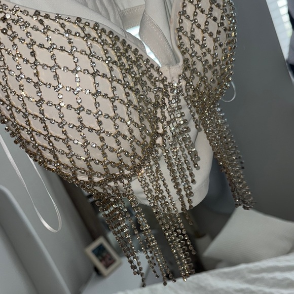 Windsor Silver Rhinestone Crop Top - Picture 7 of 13